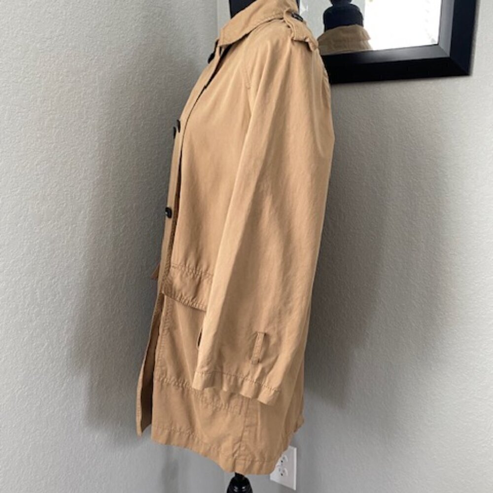 ZARA Khaki/Camel Tan Double Breasted Trench Raincoat Jacket XS - Picture 8 of 13